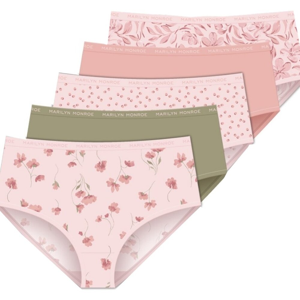 Marilyn Monroe Women's Stretch Brushed Microfiber Brief Panties  - Set of 5